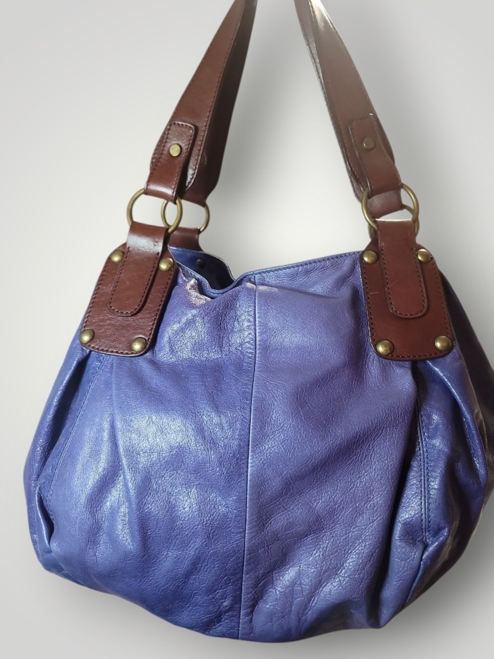 TANO Handbags Vintage Purple Blue Leather Shoulder Slouch Hobo Bag EUC - Picture 3 of 7
